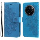 For Realme 14 Pro+ Global Seven-petal Flowers Embossing Leather Phone Case(Blue) - 1