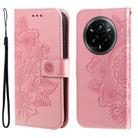 For Realme 14 Pro+ Global Seven-petal Flowers Embossing Leather Phone Case(Rose Gold) - 1