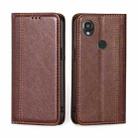 For Kyocera Digno SX3-KYG02 Grid Texture Magnetic Flip Leather Phone Case(Brown) - 1