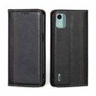 For Nokia C12 Grid Texture Magnetic Flip Leather Phone Case(Black) - 1