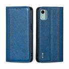 For Nokia C12 Grid Texture Magnetic Flip Leather Phone Case(Blue) - 1