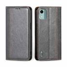 For Nokia C12 Grid Texture Magnetic Flip Leather Phone Case(Grey) - 1