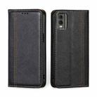 For Nokia C32 Grid Texture Magnetic Flip Leather Phone Case(Black) - 1