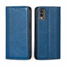 For Nokia C32 Grid Texture Magnetic Flip Leather Phone Case(Blue) - 1