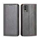 For Nokia C32 Grid Texture Magnetic Flip Leather Phone Case(Grey) - 1