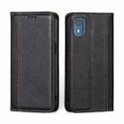 For Nokia C02 TA-1522 Grid Texture Magnetic Flip Leather Phone Case(Black) - 1