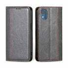 For Nokia C02 TA-1522 Grid Texture Magnetic Flip Leather Phone Case(Grey) - 1