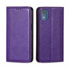 For Nokia C02 TA-1522 Grid Texture Magnetic Flip Leather Phone Case(Purple) - 1