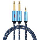 EMK 3.5mm Jack Male to 2 x 6.35mm Jack Male Gold Plated Connector Nylon Braid AUX Cable for Computer / X-BOX / PS3 / CD / DVD, Cable Length:1m(Dark Blue) - 1