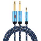 EMK 3.5mm Jack Male to 2 x 6.35mm Jack Male Gold Plated Connector Nylon Braid AUX Cable for Computer / X-BOX / PS3 / CD / DVD, Cable Length:1.5m(Dark Blue) - 1