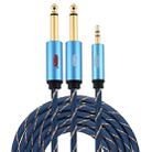 EMK 3.5mm Jack Male to 2 x 6.35mm Jack Male Gold Plated Connector Nylon Braid AUX Cable for Computer / X-BOX / PS3 / CD / DVD, Cable Length:3m(Dark Blue) - 1