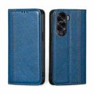 For Honor X50i 5G Grid Texture Magnetic Flip Leather Phone Case(Blue) - 1