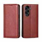 For Honor X50i 5G Grid Texture Magnetic Flip Leather Phone Case(Red) - 1