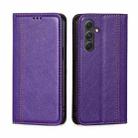 For Samsung Galaxy A54 5G Grid Texture Magnetic Flip Leather Phone Case(Purple) - 1