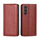 For Samsung Galaxy A54 5G Grid Texture Magnetic Flip Leather Phone Case(Red) - 1