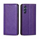 For Samsung Galaxy M54 5G Grid Texture Magnetic Flip Leather Phone Case(Purple) - 1