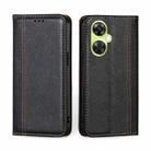 For OnePlus Nord CE 3 Lite 5G Grid Texture Magnetic Flip Leather Phone Case(Black) - 1