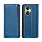 For OnePlus Nord CE 3 Lite 5G Grid Texture Magnetic Flip Leather Phone Case(Blue) - 1