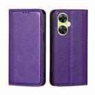 For OnePlus Nord CE 3 Lite 5G Grid Texture Magnetic Flip Leather Phone Case(Purple) - 1