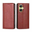 For OnePlus Nord CE 3 Lite 5G Grid Texture Magnetic Flip Leather Phone Case(Red) - 1