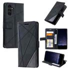 For Samsung Galaxy A15 Skin Feel Splicing Leather Phone Case(Black) - 1