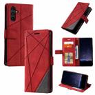 For Samsung Galaxy A35 5G Skin Feel Splicing Leather Phone Case(Red) - 1