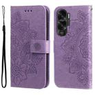 For Honor X50i 5G Seven-petal Flowers Embossing Leather Phone Case(Light Purple) - 1