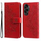 For Honor X50i 5G Seven-petal Flowers Embossing Leather Phone Case(Red) - 1