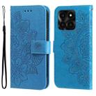 For Honor X6a Seven-petal Flowers Embossing Leather Phone Case(Blue) - 1