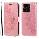 For Honor X6a 7-petal Flowers Embossing Leather Phone Case(Rose Gold) - 1