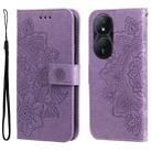 For Honor Play 50 Plus Seven-petal Flowers Embossing Leather Phone Case(Light Purple) - 1