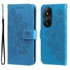 For Honor Play 50 Plus Seven-petal Flowers Embossing Leather Phone Case(Blue) - 1