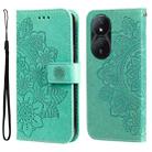 For Honor Play 50 Plus Seven-petal Flowers Embossing Leather Phone Case(Green) - 1