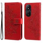 For Honor Play 50 Plus Seven-petal Flowers Embossing Leather Phone Case(Red) - 1