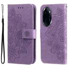 For Honor 100 Pro Seven-petal Flowers Embossing Leather Phone Case(Light Purple) - 1