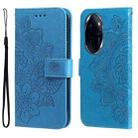 For Honor 100 Pro Seven-petal Flowers Embossing Leather Phone Case(Blue) - 1