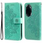 For Honor 100 Pro Seven-petal Flowers Embossing Leather Phone Case(Green) - 1