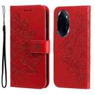 For Honor 100 Pro Seven-petal Flowers Embossing Leather Phone Case(Red) - 1