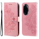 For Honor 100 Pro Seven-petal Flowers Embossing Leather Phone Case(Rose Gold) - 1