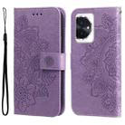 For Honor 100 Seven-petal Flowers Embossing Leather Phone Case(Light Purple) - 1