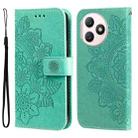 For Honor X50i+ Seven-petal Flowers Embossing Leather Phone Case(Green) - 1