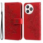 For Honor X50i+ Seven-petal Flowers Embossing Leather Phone Case(Red) - 1