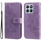 For Honor X8b 7-petal Flowers Embossing Leather Phone Case(Light Purple) - 1