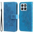 For Honor X8b Seven-petal Flowers Embossing Leather Phone Case(Blue) - 1