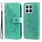 For Honor X8b Seven-petal Flowers Embossing Leather Phone Case(Green) - 1