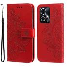 For Honor 90 GT Seven-petal Flowers Embossing Leather Phone Case(Red) - 1