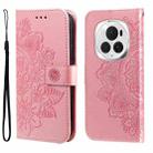 For Honor Magic6 Pro Seven-petal Flowers Embossing Leather Phone Case(Rose Gold) - 1