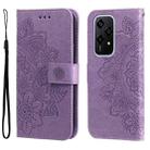 For Honor 200 Lite 5G Global 7-petal Flowers Embossing Leather Phone Case(Light Purple) - 1