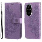 For Honor 200 Pro Seven-petal Flowers Embossing Leather Phone Case(Light Purple) - 1
