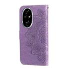 For Honor 200 Pro Seven-petal Flowers Embossing Leather Phone Case(Light Purple) - 3